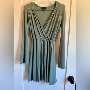 Top Shop Dress - Bell sleeve, sage green.